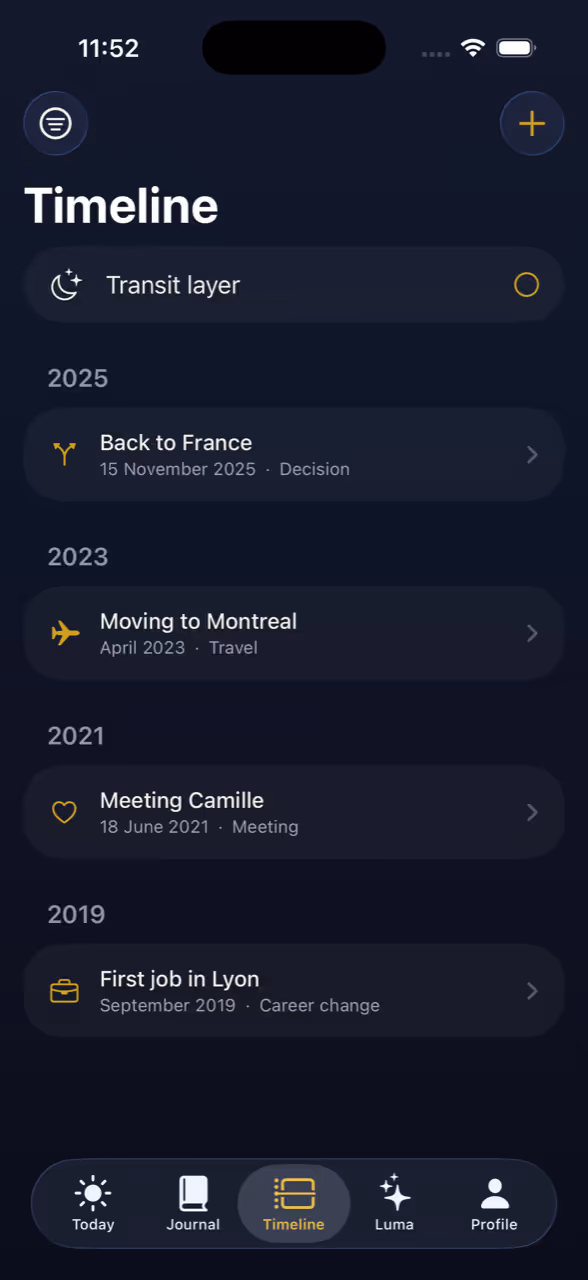 Life timeline — Luma